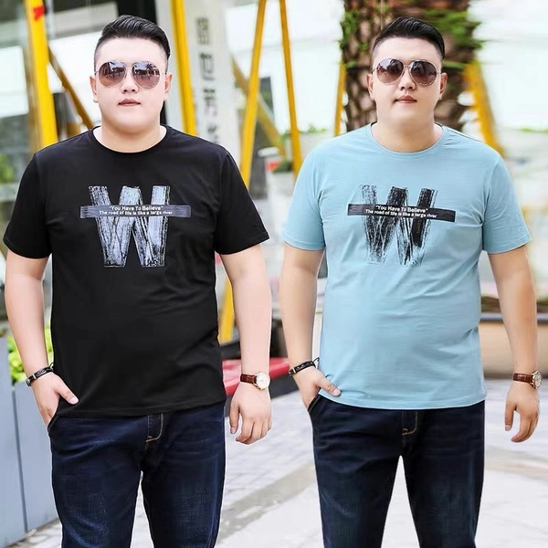 地摊货源男装大码拉架纯棉肥佬版短袖T恤夏装男士外贸尾货
